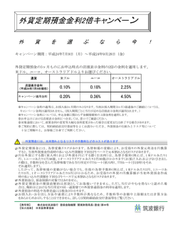 外貨定期預金金利2倍キャンペーン - 筑波銀行