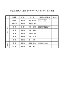 公益社団法人 熊野市シルバ－人材センタ－役員名簿