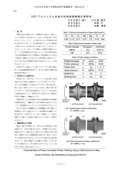 5052 アルミニウム合金の位相制御摩擦圧接特性 - 日本大学生産工学部