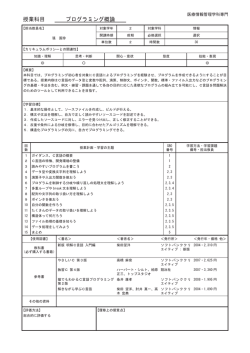 授業科目 プログラミング概論