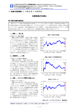 来週の投資環境 ： 4/21～4/25 「決算発表が本格化」 - しんきんアセット