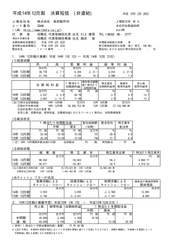 平成14年12月期 決算短信 (非連結) - 長府製作所