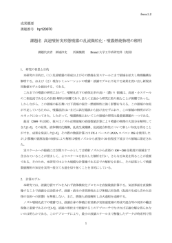 課題名 高速噴射実形態噴霧の乱流微粒化・噴霧燃焼物理の解明