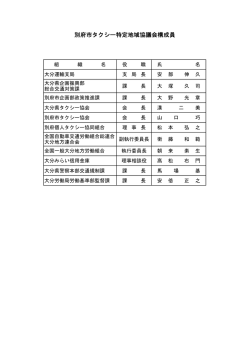 別府市タクシー特定地域協議会構成員