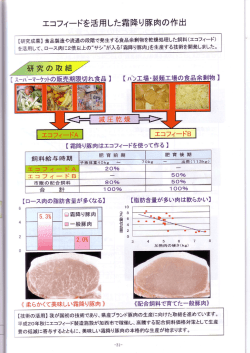 エコフィードを活用した霜降り豚肉の作出