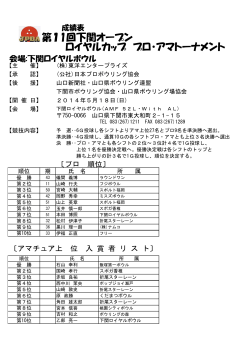 第11回 下関オープンロイヤルカップ - 日本プロボウリング協会