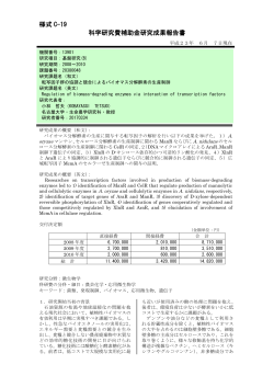様式 C-19 科学研究費補助金研究成果報告書 - KAKEN - 科学研究費