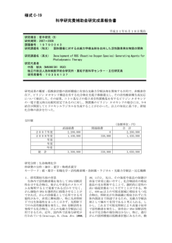様式 C-19 科学研究費補助金研究成果報告書 - KAKEN - 科学研究費