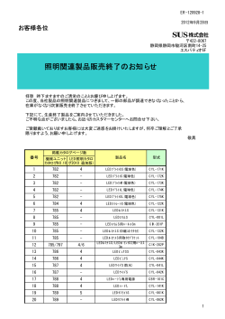 照明関連製品販売終了のお知らせ