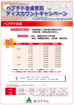 ペプチド合成受託 ディスカウントキャンペーン ペプチド合成受託