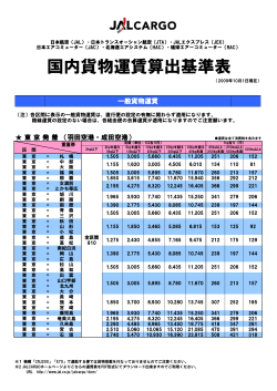国内貨物運賃算出基準表 - JAL 日本航空