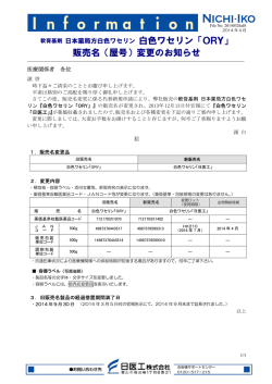 販売名（屋号）変更のお知らせ - 日医工