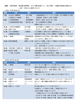 行程 集合場所：東京駅(新幹線)、代々木駅(高速バス)、佐久平  - 小海町