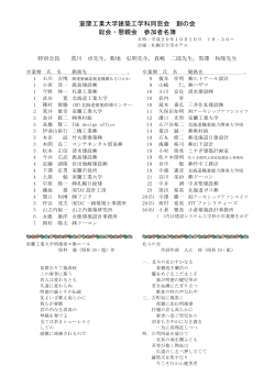 室蘭工業大学建築工学科同窓会 創の会 総会・懇親会 参加者名簿