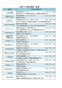 人間ドック契約施設一覧表 - 神奈川県食品衛生国民健康保険組合