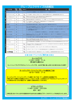 グループエクササイズ内容解説 - ジェクサー
