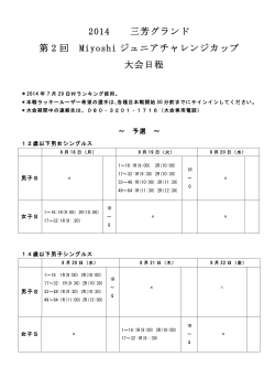 第2回 三芳グランド Miyoshiジュニアチャレンジカップ 仮ドローダウンロード