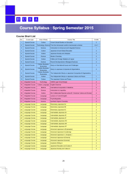 Course Syllabus : Spring Semester 2015 - Hiroshima University