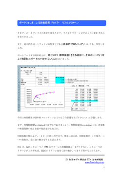 ポートフォリオが効率的とは、同じリスク（標準偏差）をとる場合に、その