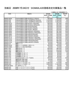 別紙④ 2008年7月24日付 SIGMABLADE価格改定対象製品一覧