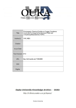 Title Bioinorganic Chemical Studies on Copper  - Osaka University