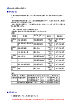 10月分のお知らせ - NACCS掲示板