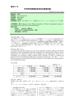 様式 C-19 科学研究費補助金研究成果報告書 - KAKEN - 科学研究費