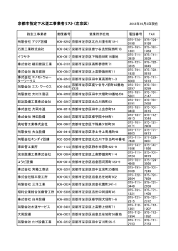 京都市指定下水道工事業者リスト（左京区）