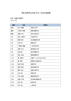 世界学生大会 2013 日本大会受賞者 順位（PDFファイル、312kb）