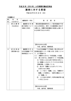 議案に対する質疑(9月18日) - 那覇市議会