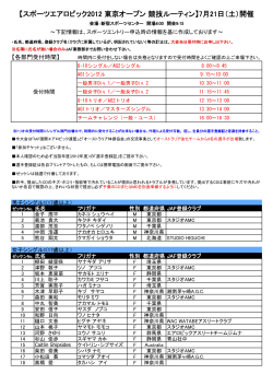東京2012リスト 2 - 日本エアロビック連盟