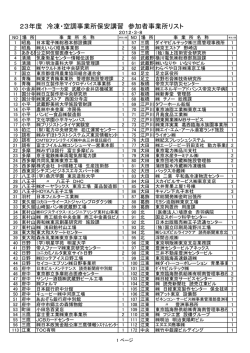 平成23年度受講者リスト（PDF） - 東京都高圧ガス保安協会