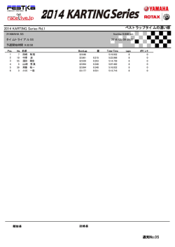 ベストラップタイムの速い順 2014 KARTING Series Rd,1 通知No.05