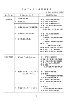 プ ロ ジ ェ ク ト 共 同 研 究 者