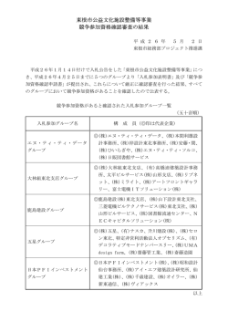 東根市公益文化施設整備等事業 競争参加資格確認審査の結果