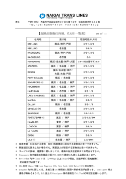 【危険品取扱仕向地、CLASS 一覧表】