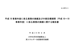 平成19 事業年度に係る業務の実績及び中期目標期間 - 文部科学省