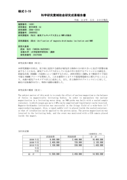 様式 C-19 科学研究費補助金研究成果報告書 - KAKEN - 科学研究費