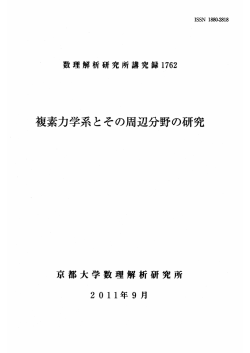 複素力学系とその周辺分野の研究 - Research Institute for
