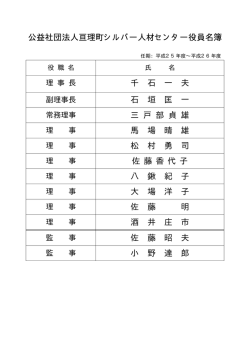 公益社団法人亘理町シルバー人材センター役員名簿 千 石 一 夫 石 垣