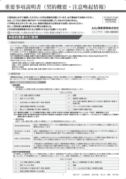 重要事項説明書（契約概要・注意喚起情報） - AIU保険会社