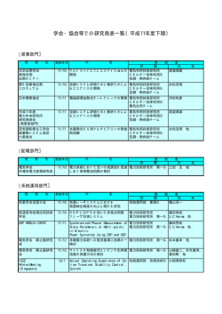 学会・協会等での研究発表一覧（平成11年度下期） - 中部電力