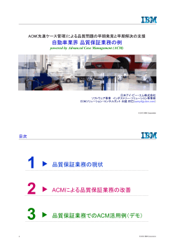 （自動車）業界 品質保証業務 ACMによる品質問題の早期発見と早期解決