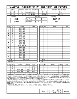 第4戦 11月30日 (金) 14:00～ 日本 vs NSW KB - 日本ホッケー協会