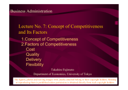 Lecture No. 7: Concept of Competitiveness and Its Factors