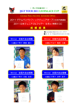 成 績 結 果 - 日本ジュニアゴルフツアー（JJGT）