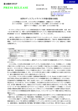 【プレスリリース:PDF】2014年 3Dディスプレイ市場は  - 富士経済グループ