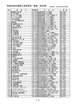 東温市給水装置工事事業者一覧表（指定順）