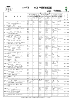 2014年度 10月 学校 給食 献立 表 - 松阪市