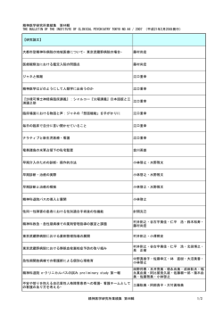 精神医学研究所業績集 第44輯 THE BULLETIN OF THE INSTITUTE